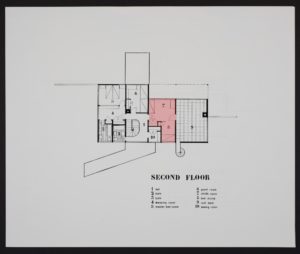 Second floor plan of Gropius House with Ati's Room highlighted in red